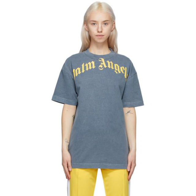 Palm Angels Navy and Yellow Vintage T-Shirt
