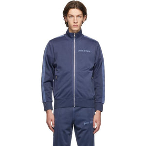 Palm Angels Navy Garment-Dyed Logo Track Jacket