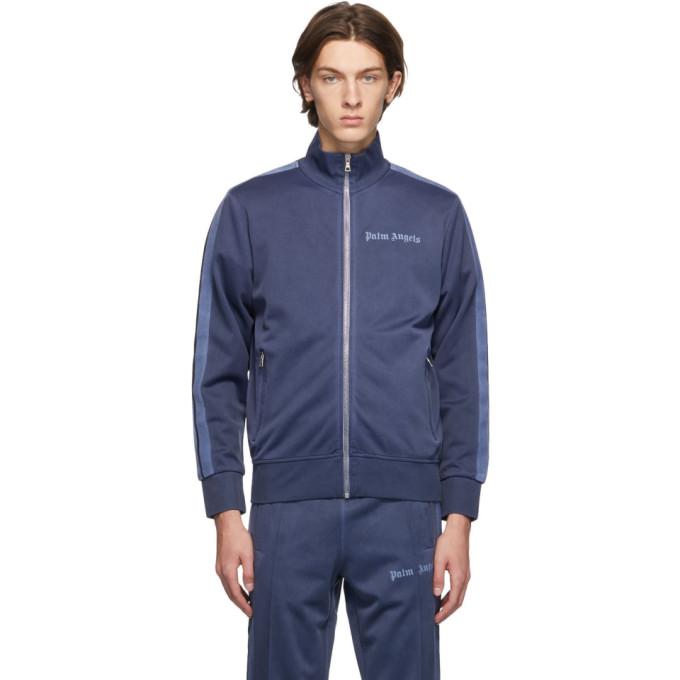 Palm Angels Navy Garment-Dyed Logo Track Jacket