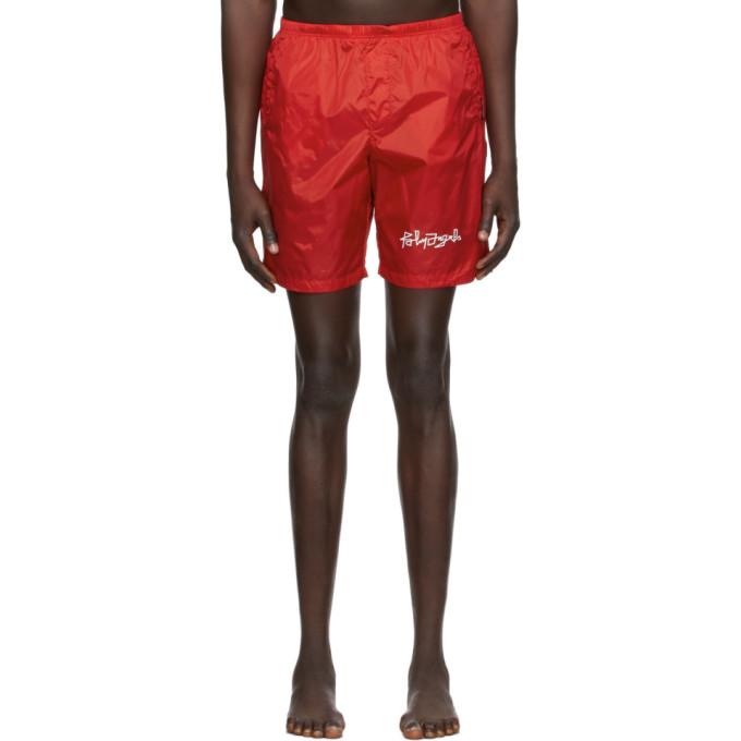 Palm Angels Red Desert Logo Swim Shorts