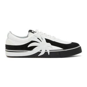 Palm Angels White and Black Palm Vulcanized Low Sneakers