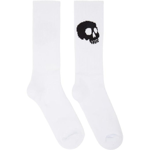 Palm Angels White and Black Skull Socks