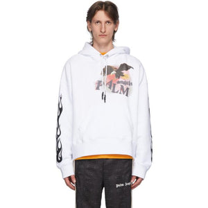 Palm Angels White Flame Eagle Hoodie