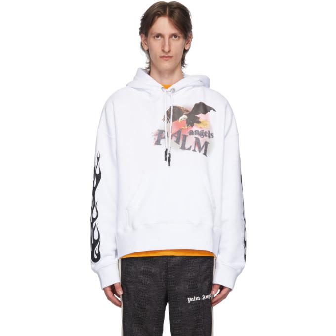 Palm Angels White Flame Eagle Hoodie