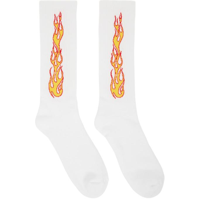 Palm Angels White Flames Socks