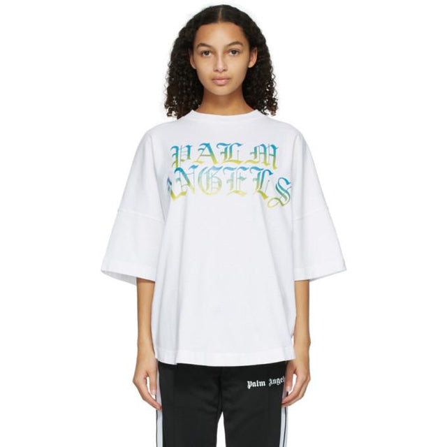 Palm Angels White Hue Gothic Logo T-Shirt