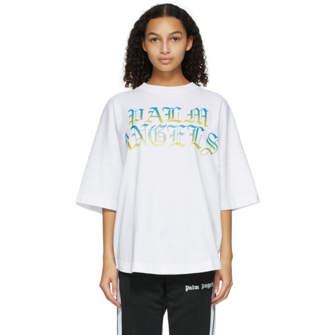 Palm Angels White Hue Gothic Logo T-Shirt