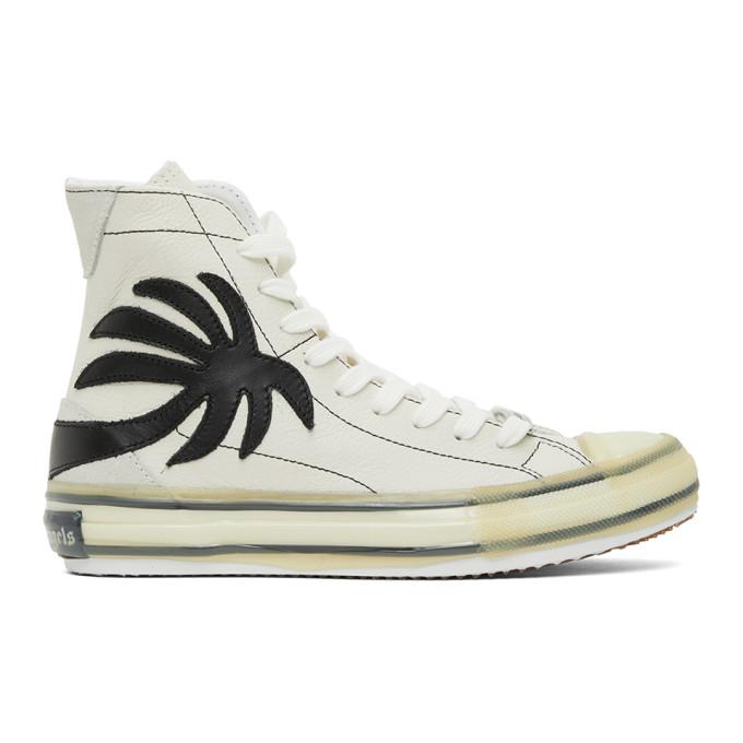 Palm Angels White Palm Vulcanized High Top Sneakers