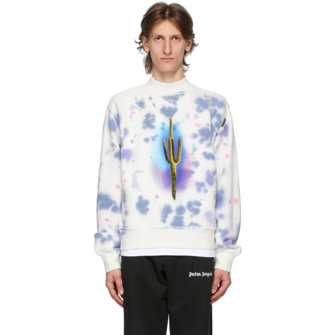 Palm Angels White Tie-Dye Cactus Sweatshirt