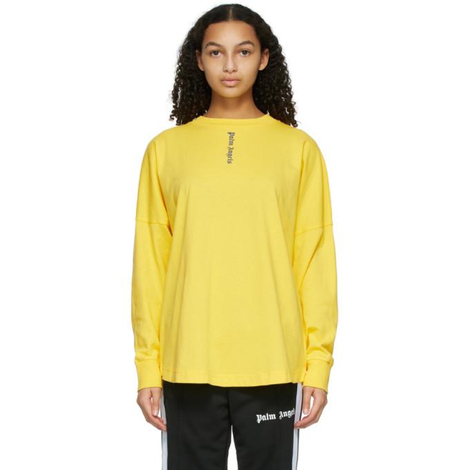 Palm Angels Yellow NS Logo Long Sleeve T-Shirt