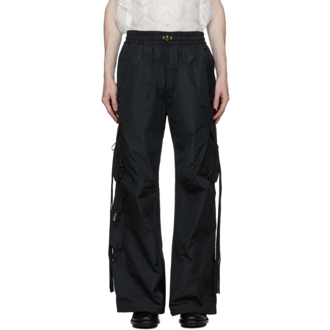 Palomo Spain Black Nylon Cargo Pants