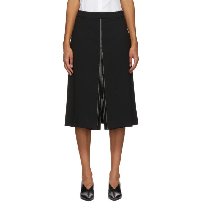 Partow Black Wool Bay Mid-Length Skirt