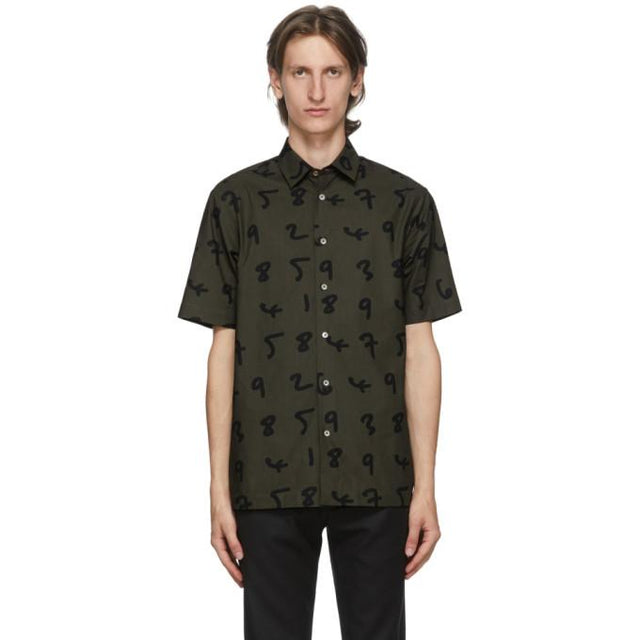 Paul Smith Khaki Numbers Short Sleeve Shirt