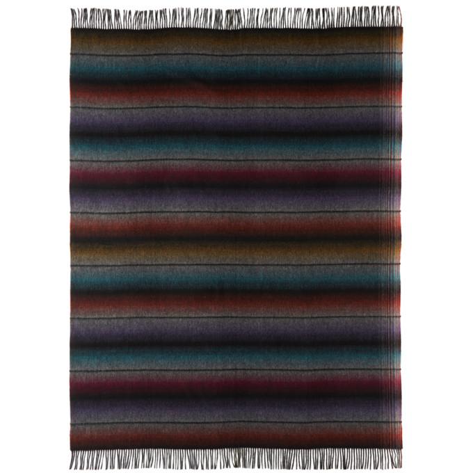 Paul Smith Multicolor Wool Gradient Stripe Blanket-BlackSkinny