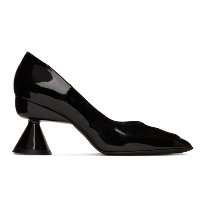 Paula Canovas Del Vas Black Patent Diablo Pumps