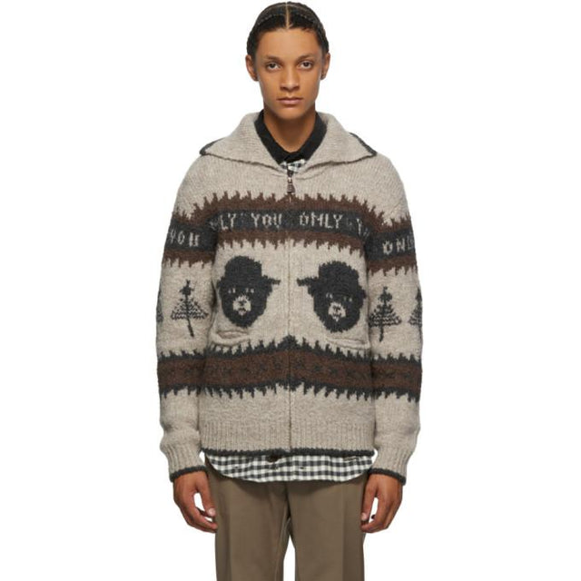 Phipps Beige and Brown Smokey Bear Cardigan