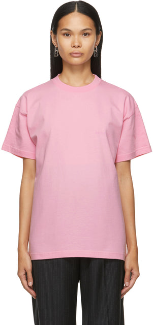 Balenciaga Pink Large Fit Logo T-Shirt - T-shirt logo grand ajustement de Balenciaga - Balenciaga 핑크 큰 맞는 로고 티셔츠