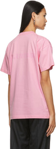 Balenciaga Pink Large Fit Logo T-Shirt