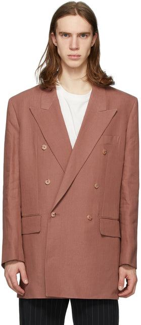 Paul Smith Pink Linen Longline Double-Breasted Blazer - Paul Smith Pink Linge Longue Blazer à double boutonnage - 폴 스미스 핑크 리넨 Longline 더블 브레스트 블레이저
