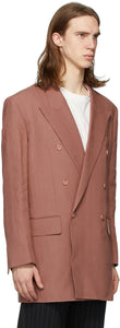 Paul Smith Pink Linen Longline Double-Breasted Blazer