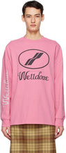 We11done Pink Logo Long Sleeve T-Shirt - We11Done T-shirt à manches longues de logo rose - 핑크 로고 긴 소매 티셔츠 핑크 로고