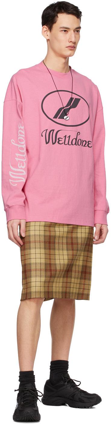 We11done Pink Logo Long Sleeve T-Shirt