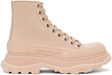 Alexander McQueen Pink Tread Slick Platform High Sneakers - Alexander McQueen rose rose plate-forme haute plate-forme haute baskets - Alexander McQueen 핑크 트레드 슬릭 플랫폼 높은 스니커즈