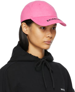 Balenciaga Pink Visor Logo Cap