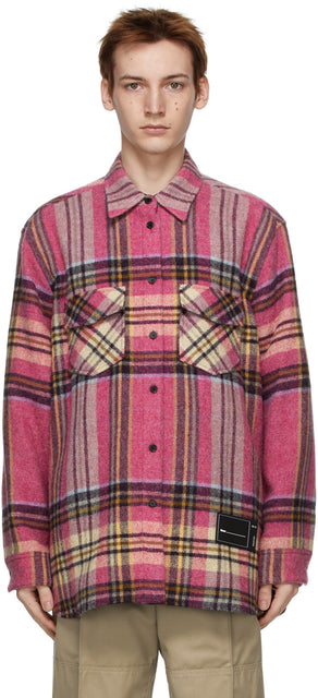 We11done Pink Wool Check Shirt - We11done chemise de chèque de laine rose - 핑크 모직 체크 셔츠를 핑크색으로 확인하십시오