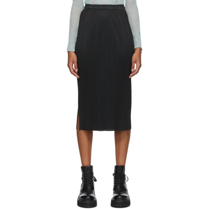 Pleats Please Issey Miyake Black Pleated Mid-Length Skirt