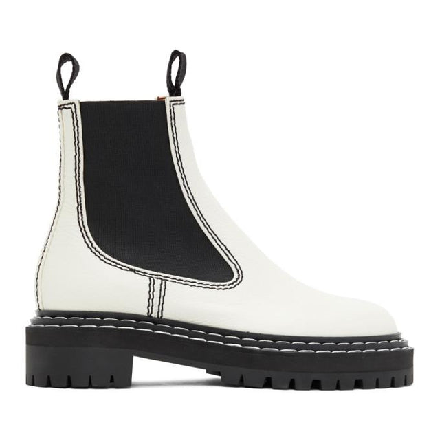 Proenza Schouler White Leather Chelsea Boots