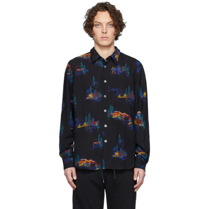 PS by Paul Smith Black Lyocell Cosmic Camp Long Sleeve Shirt