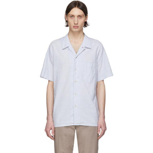 PS by Paul Smith Blue Linen Striped Shirt