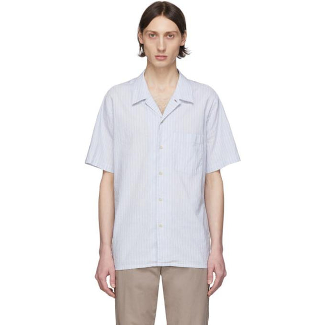 PS by Paul Smith Blue Linen Striped Shirt