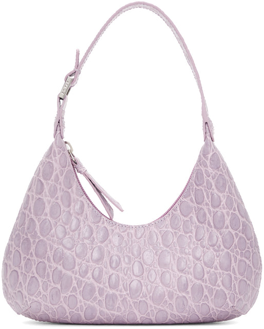 BY FAR Purple Croc Baby Amber Bag - De loin violet Croc bébé sac ambre - 멀리 자주색 악어 아기 앰버 가방에 의해