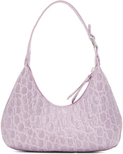 BY FAR Purple Croc Baby Amber Bag