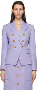 Balmain Purple Grain De Poudre 6-Button Jacket - BALMAIN Veste à 6 boutons POUDRE DE POUDRE - Balmain 보라색 그레인 드 Poudre 6 버튼 자켓