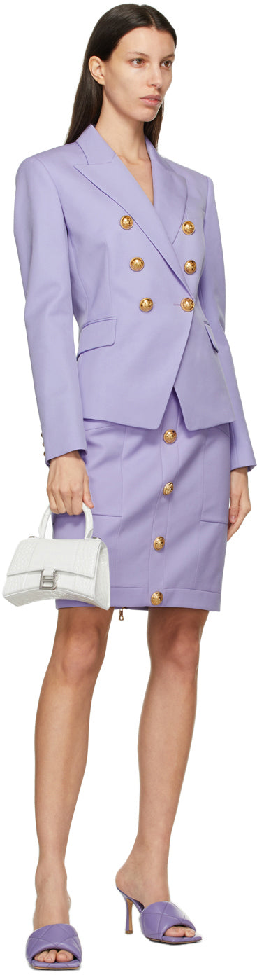 Balmain Purple Grain De Poudre 6-Button Jacket