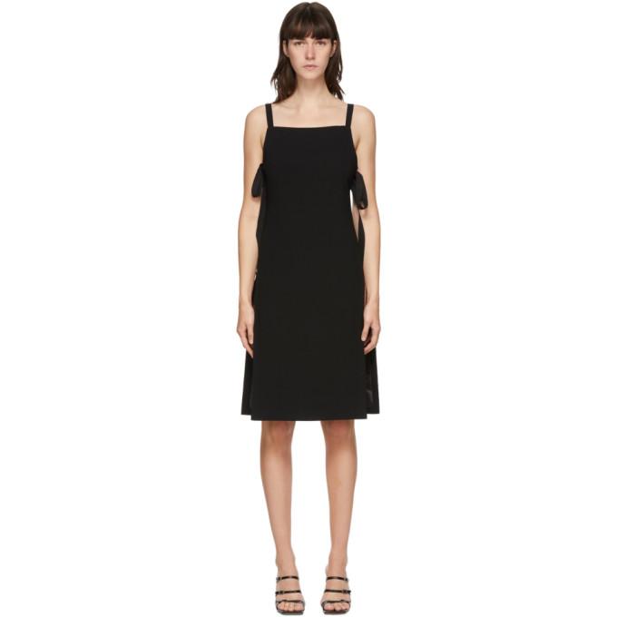 Pushbutton Black Plunge Back Mid-Length Dress