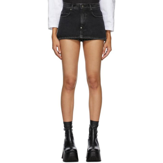 Pushbutton SSENSE Exclusive Black Miniskirt Shorts