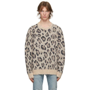 R13 Beige and Black Alpaca Leopard Sweater