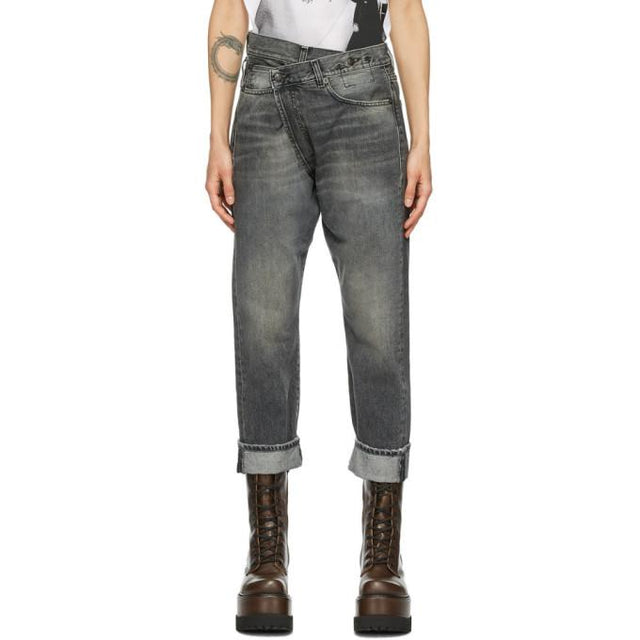 R13 Black Cross Over Jeans