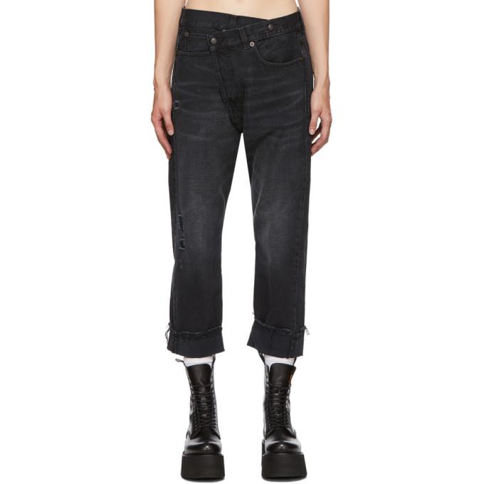 R13 Black Cross-Over Jeans