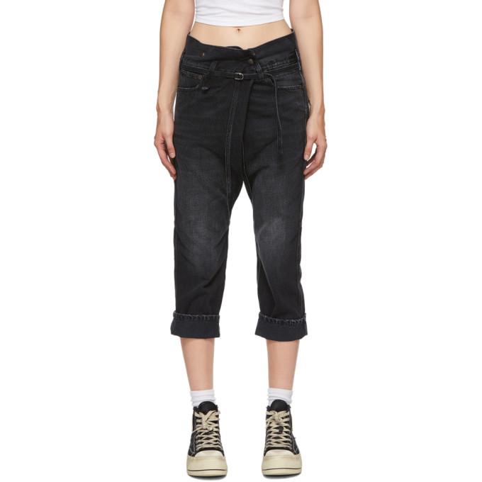 R13 Black Staley Cross-Over Jeans
