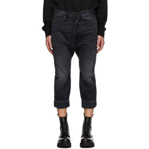 R13 Black Staley Cross Over Jeans