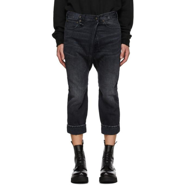 R13 Black Staley Cross Over Jeans