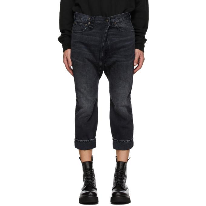 R13 Black Staley Cross Over Jeans