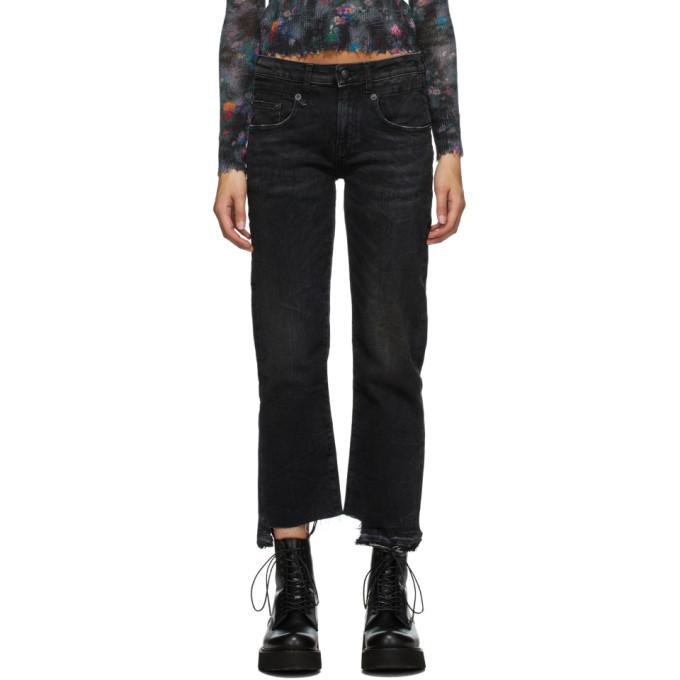 R13 Black Uneven Cuffs Boy Jeans