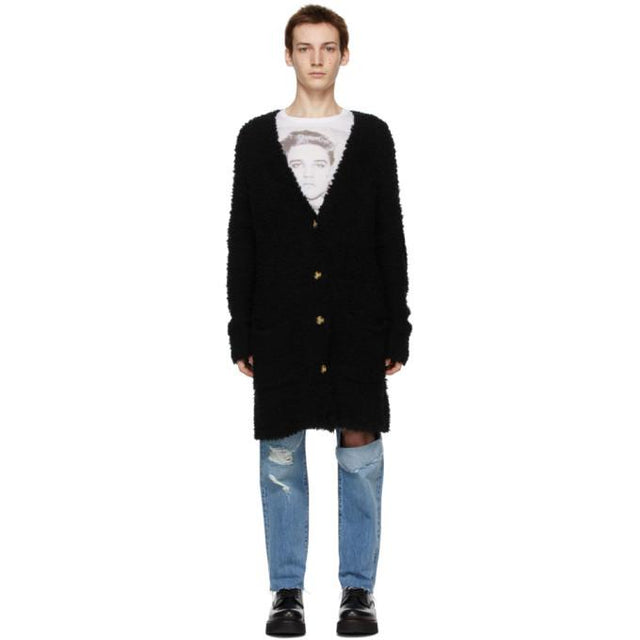 R13 Black Wool Teddy Bear Cardigan