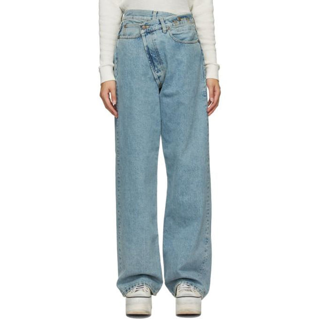 R13 Blue Cross Over Jeans